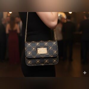 Elegant Black and Gold Designer Shoulder Bag